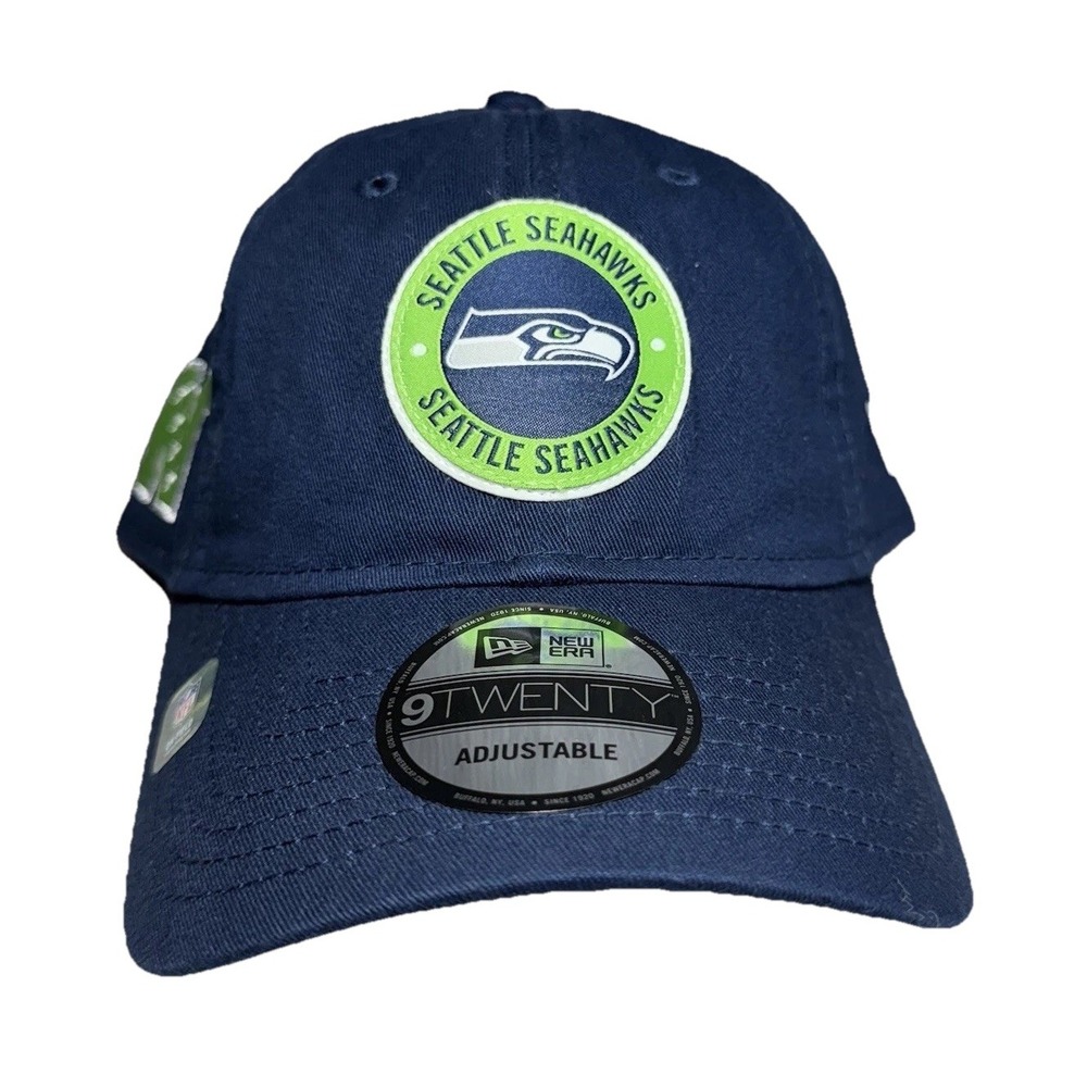 New Era Seattle Seahawks Hat 2024 Sideline 9Twenty Adjustable Cap Navy Blue OSFM